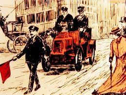 1865 году в Англии приняли закон ограничения скорости для всех самодвижущихся повозок, включая ранние автомобили